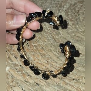 Handcrafted Obsidian Wire Bangle Bracelet